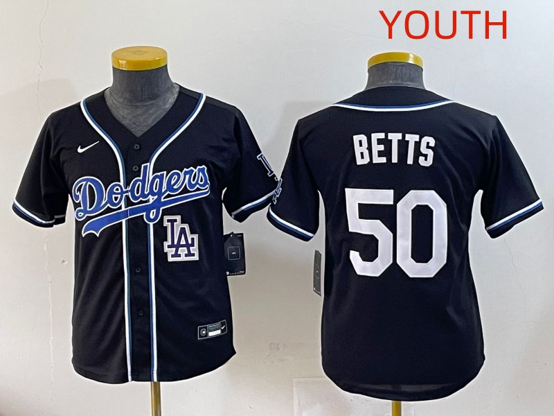 Youth 2025 Los Angeles Dodgers #50 Betts Black Three generations Fashion Nike MLB Jersey style 12